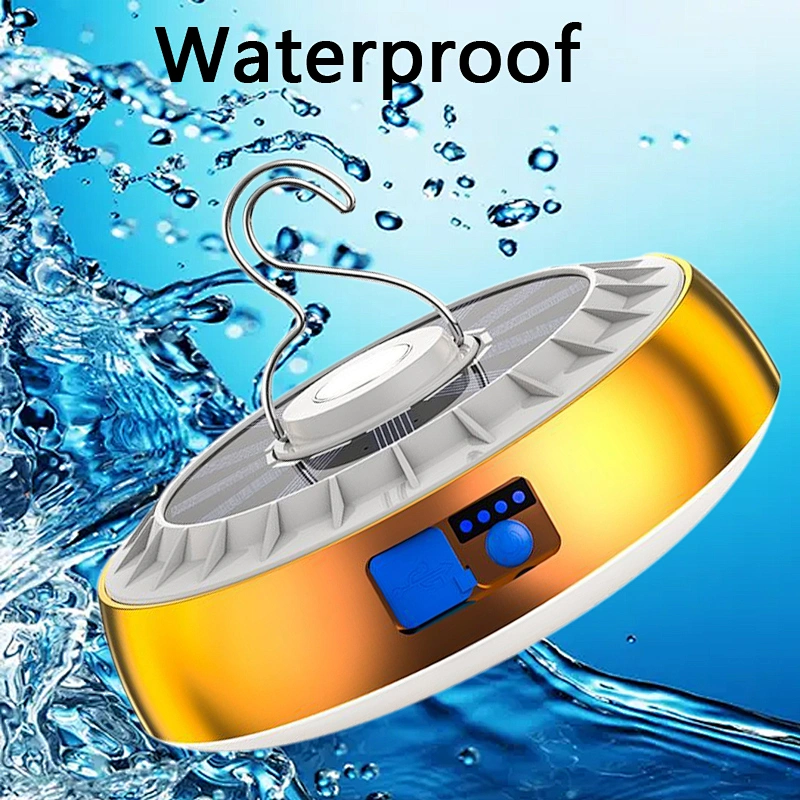 Portable 2400mAh battery ufo solar bulb yellow light white light SOS emergency charging lamp with hook and magnet