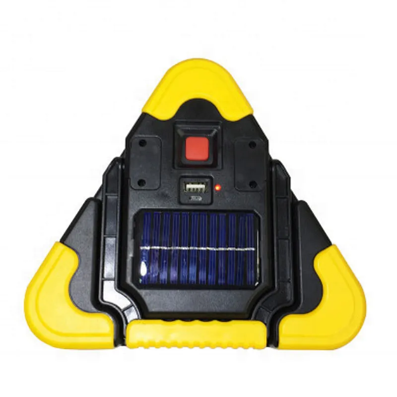 1COB 10W 1200mA Solar Emergency Triangle Warning Safety Signal Light Water-resistant Shockproof Portable LED flood Work Light