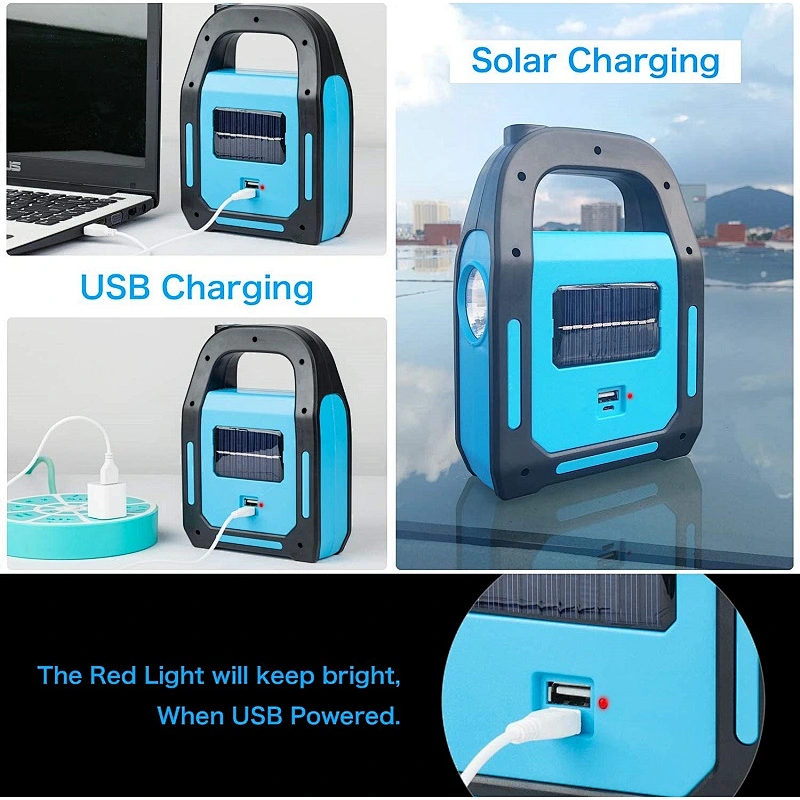 3 en 1 linterna de camping LED COB recargable por USB solar cargador para dispositivo linterna de emergencia impermeable