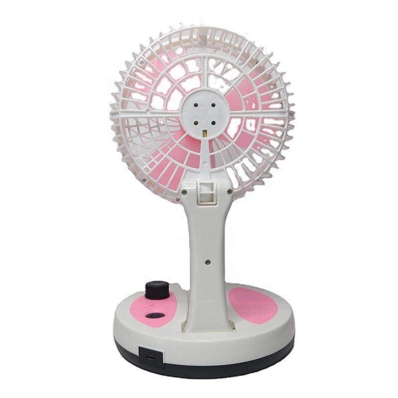 Best portable multifunctional rechargeable fan dc motor table foldaway emergency electric desktop fan with 8 hour working lamp