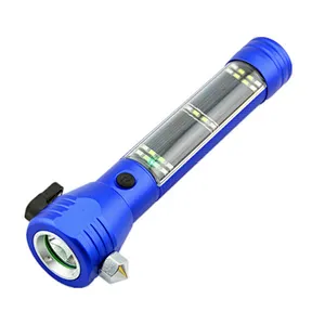 9 in 1 Waterproof 10W XML T6 USB & Solar Panel Charging Flashlight Torchlight High Powerful Solar Powered Flashlight With Alarm