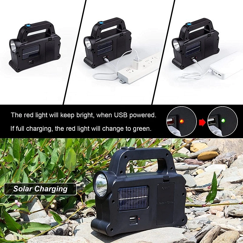 solares 3 en 1 COB recargable por USB carga para dispositivo linterna de emergencia impermeable LED de mano