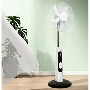 18 inch standing fan Use 12v AC DC Charging Personal Metal Blade Pedestal Battery Solar Rechargeable Fan with Light