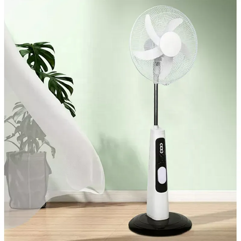 18 inch standing fan Use 12v AC DC Charging Personal Metal Blade Pedestal Battery Solar Rechargeable Fan with Light