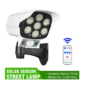 Factory Price Motion Sensor Security Dummy Simulation Monitoring Camera Solar Induction Garden 77 LED Wireless Electric Light