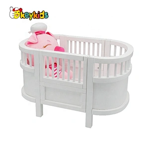 Pretend play furniture toys wooden doll crib for children 3+ W06B094