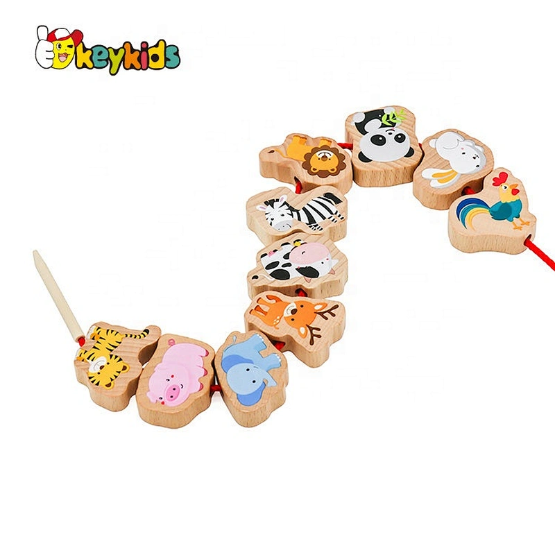 2020 Hot sale educational wooden stringing beads for toddlers W11E158