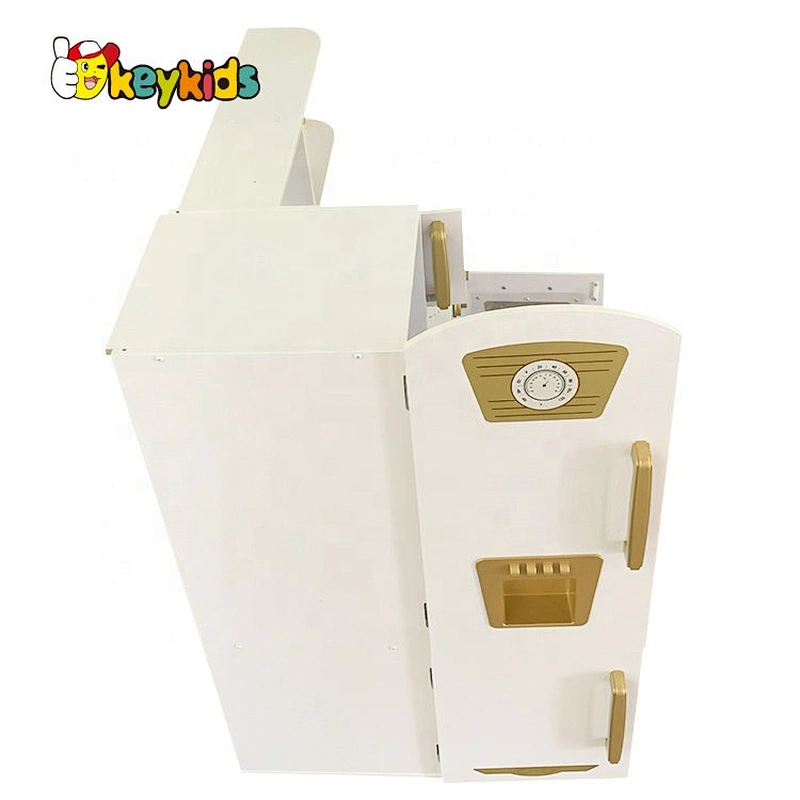 New released gold wooden toy kitchen set with freezer W10C567