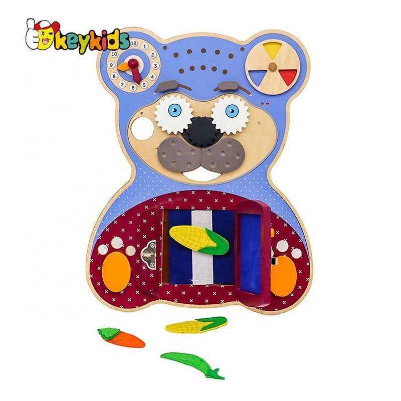 2019 Top sale DIY bear wooden montessori busy board for kids W12D120