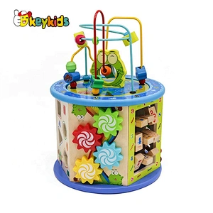 New Design Educational Wooden Animal Busy Board Cube For Kids W11B238