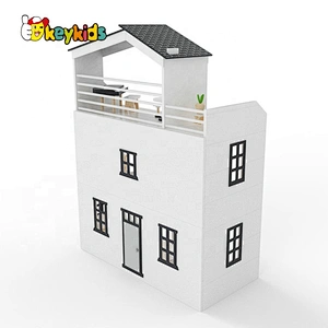 Best design white wooden miniature dollhouse kits for kids W06A404