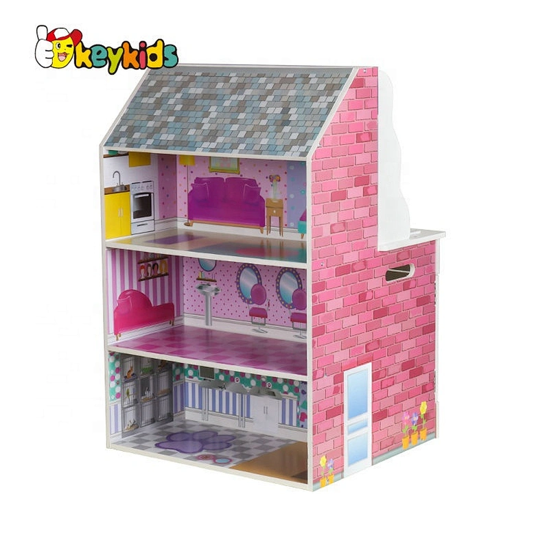 Wholesale Wooden 2 In 1 Dolls House And Furniture And Kitchen For Children W06A383