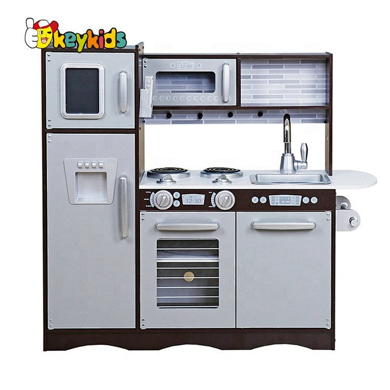 New released brown wooden kids kitchen play set for sale W10C579A