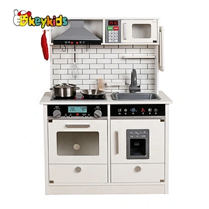 Ready to ship large white wooden kitchen play set with light and sound W10C493B