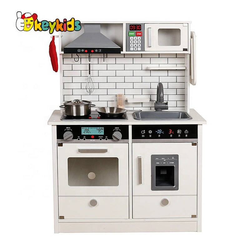 Ready to ship large white wooden kitchen play set with light and sound W10C493B