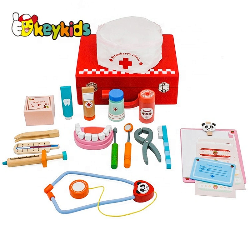 New children pretend play wooden doctor set toy for wholesale W10D012B