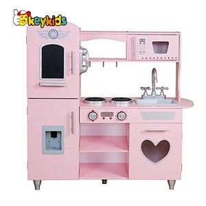 New hottest girls wooden pink toy kitchen set for pretend play W10C566