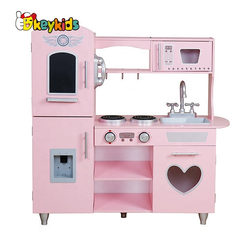 New hottest girls wooden pink toy kitchen set for pretend play W10C566