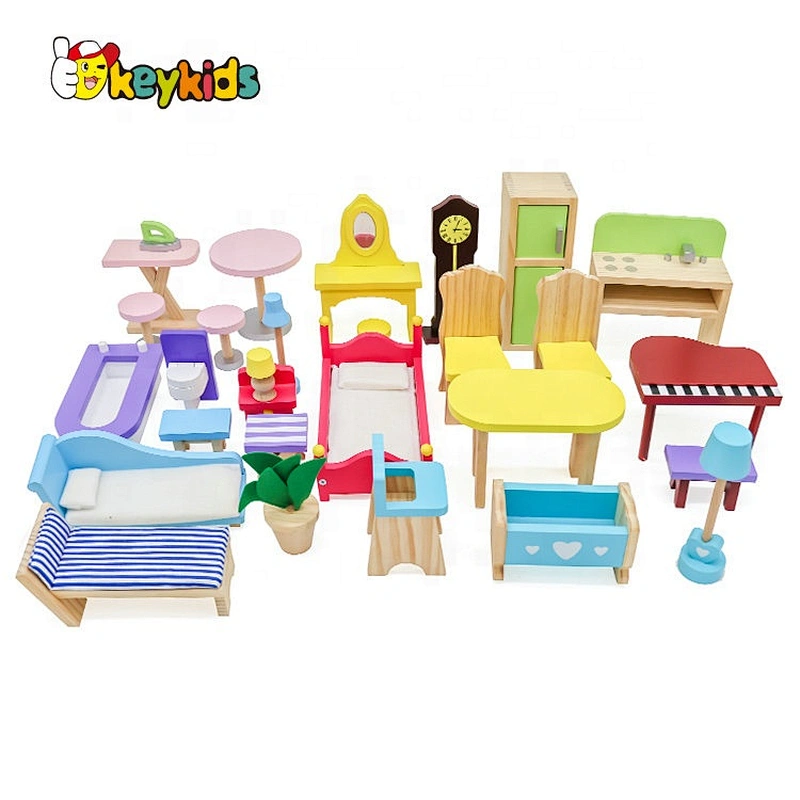 New Hottest Kids Pretend Wooden Doll House Set For Multi Play W06A358