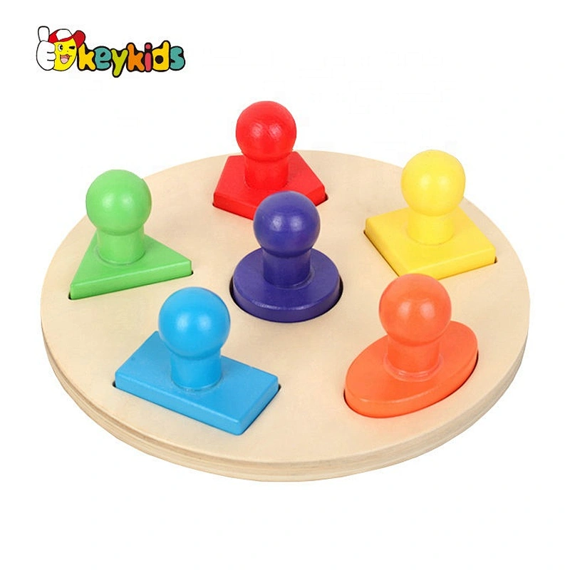 New design baby wooden shape matching toy with knob W13E112