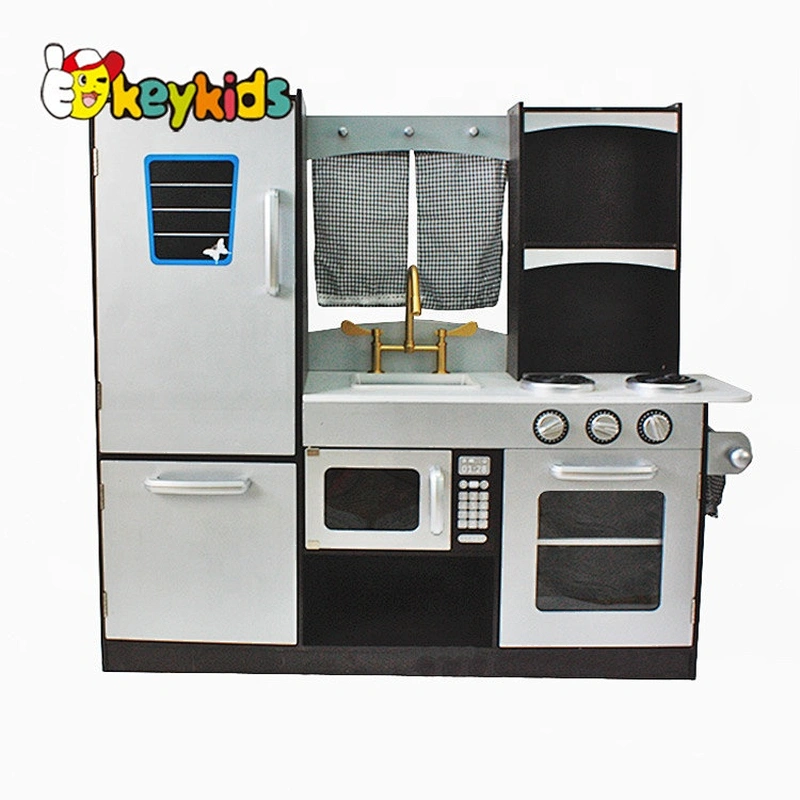 wholesale cheap espresso wooden pretend toy kitchen set for kids W10C337