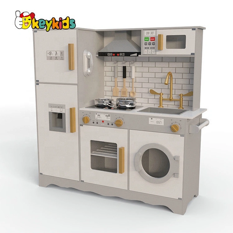 New released children wooden electronic kitchen toy with realistic functions W10C514