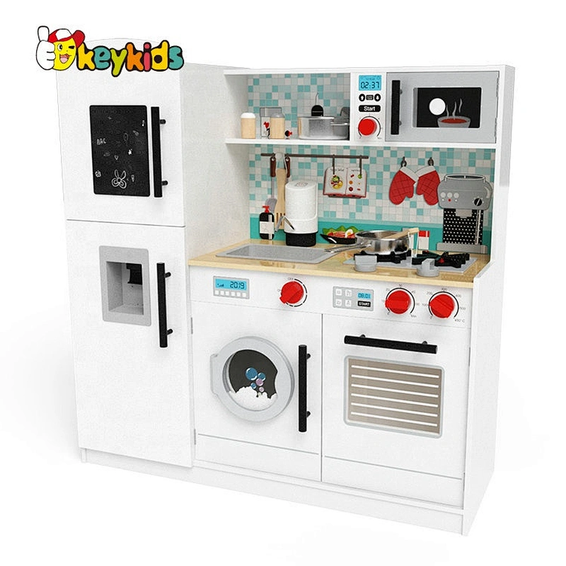 New released white wooden kids kitchen play set for wholesale W10C609