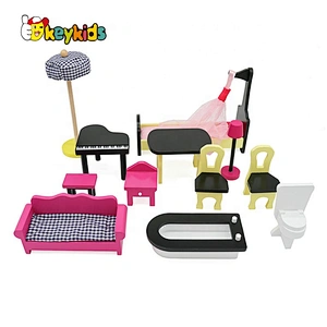 Top sale kids pretend play wooden doll house kits with elevator W06A355