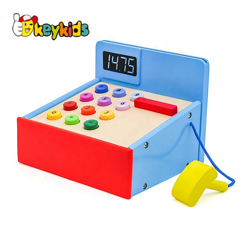 Best design baby wooden mini toy pos cash register for pretend play W10A021