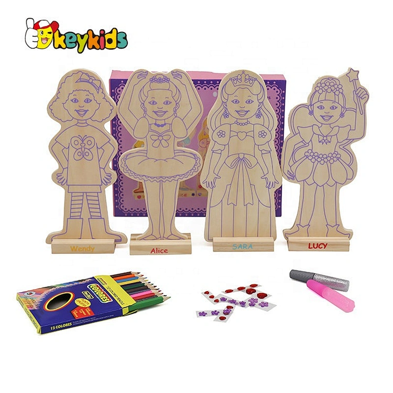 New popular wooden DIY kids painting for wholesale W03A078