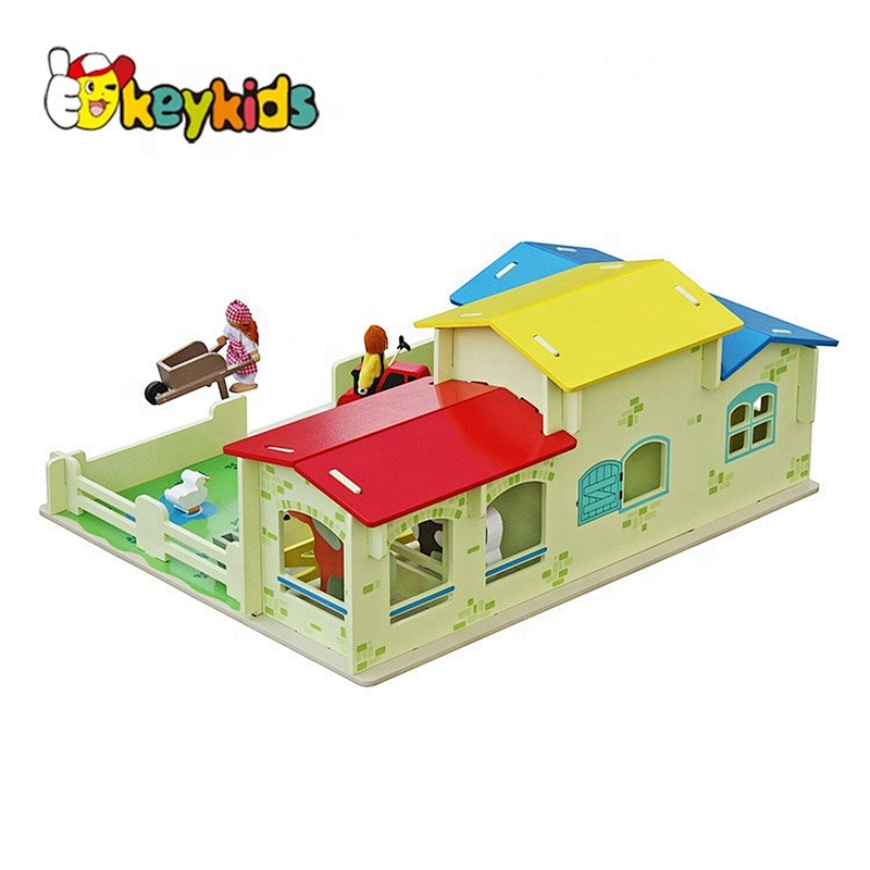 new design kids wooden toy farm buildings for preschoolers W06A167