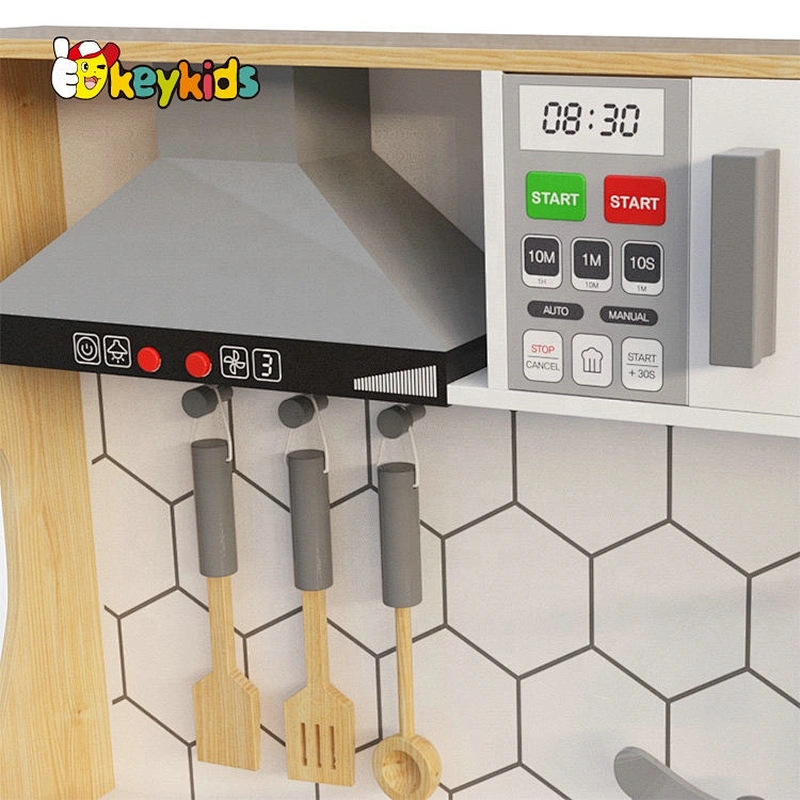 Wooden Kitchen Set With Electronic Kitchen, Interactive Range Hood, Stove And Ice Maker W10C515
