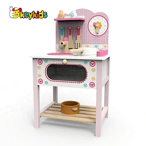 New Original Design pink wooden play kitchen set for girls W10C549