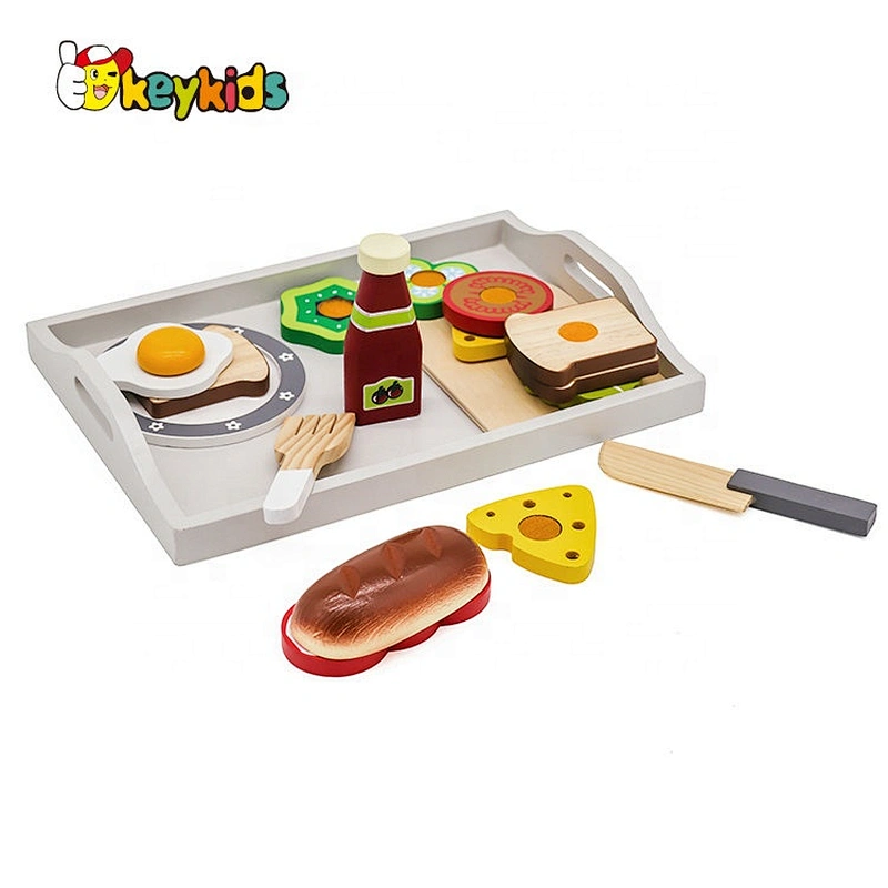 New Arrival Wooden Kitchen Food Toys With Tray W10B272