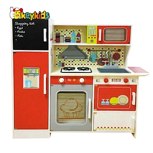New design cooking game wooden kids play kitchen with accessories W10C386B