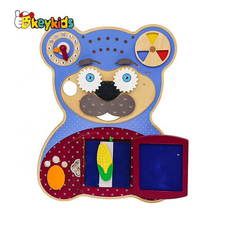 2019 Top sale DIY bear wooden montessori busy board for kids W12D120