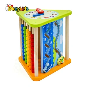 School Learning Toys Wooden Triangle Activity Cube For Kids W12D176
