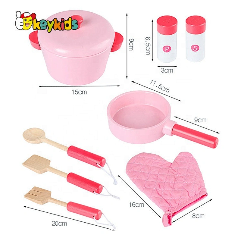 Top sale play cooking wooden pink toy kitchen for children W10C471