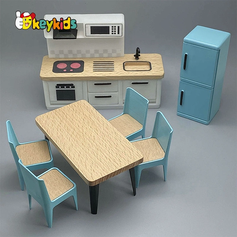 wooden doll house furnitures for kids pretend play W06B111