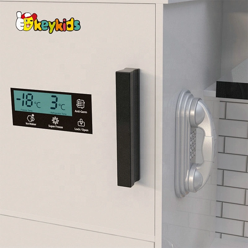 Kids Wooden Electronic Kitchen With Ice Maker, Washing Machine And Mini Toy Refrigerator W10C513