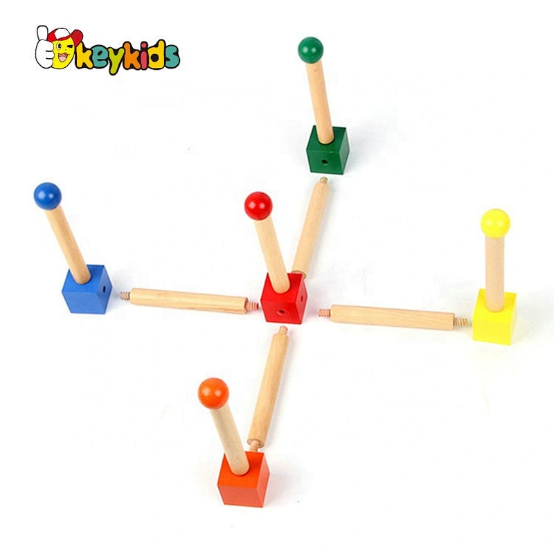 Top fashion montessori wooden ring throwing game for kids W12F107