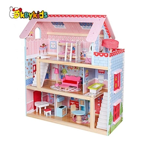 Top Sale Lovely Kids Wooden Barbie Doll House For Girls For Wholesale W06A100