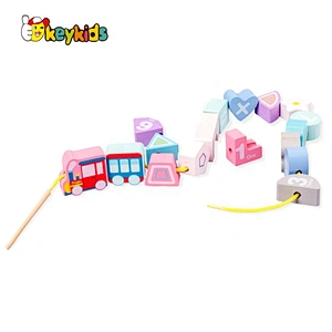 New released preschool diy wooden lacing game for toddlers W11E171