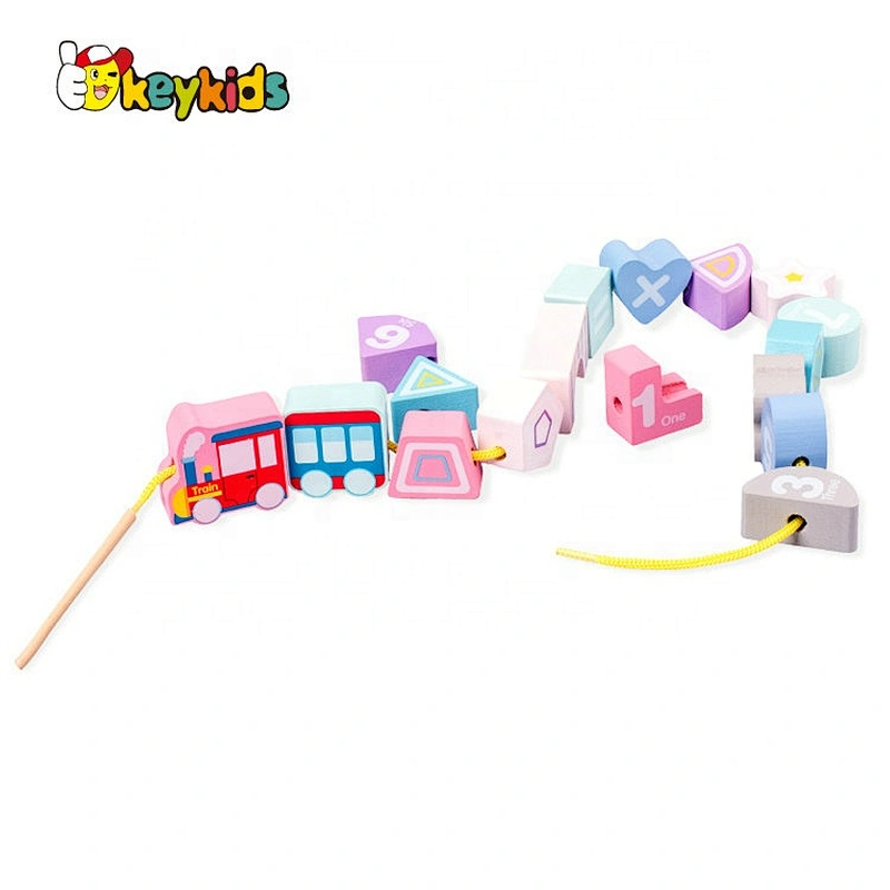 New released preschool diy wooden lacing game for toddlers W11E171