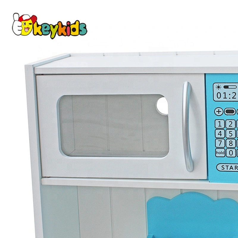 New hottest house shaped pretend blue wooden kitchen toy play set for kids W10C346