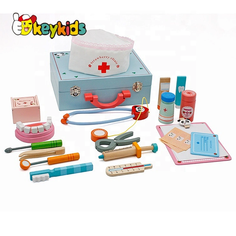 Wholesale cheap kids wooden toy doctor kit for preschool W10D012