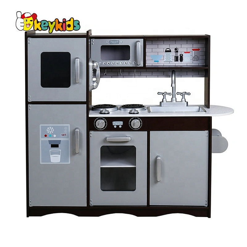 Ready to ship brown wooden toys kitchen play set for boys W10C570