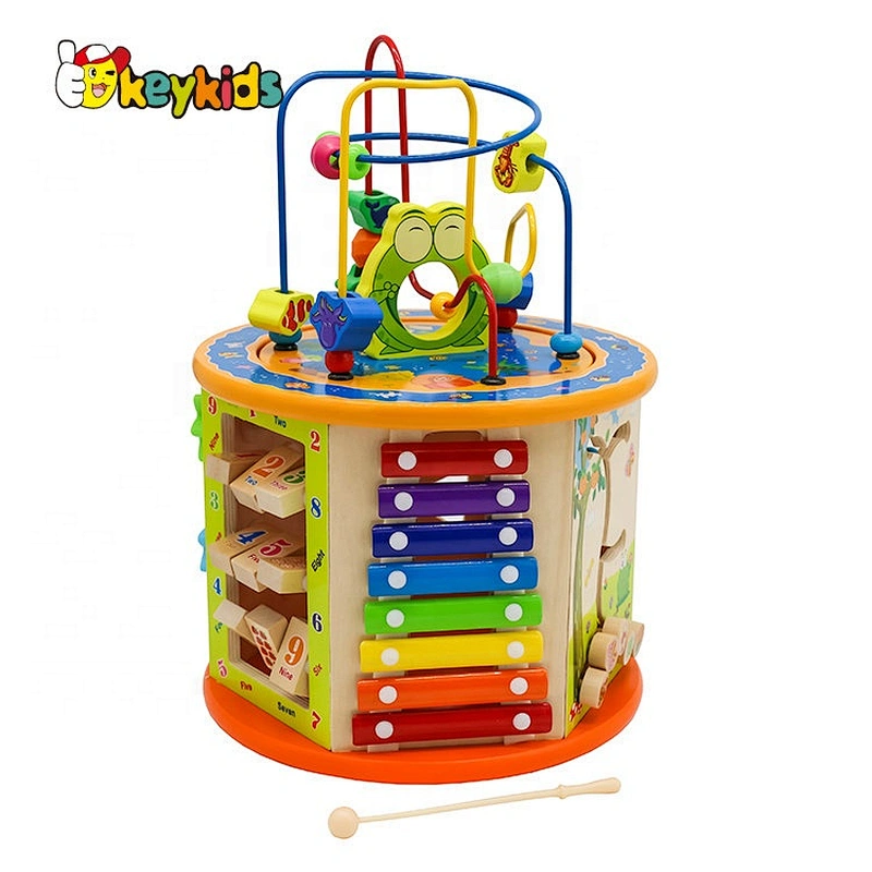 New arrival educational wooden kids activity cube with xylophone W11B153C