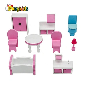 Customize pretend play wooden mini dollhouse for girls W06A380D