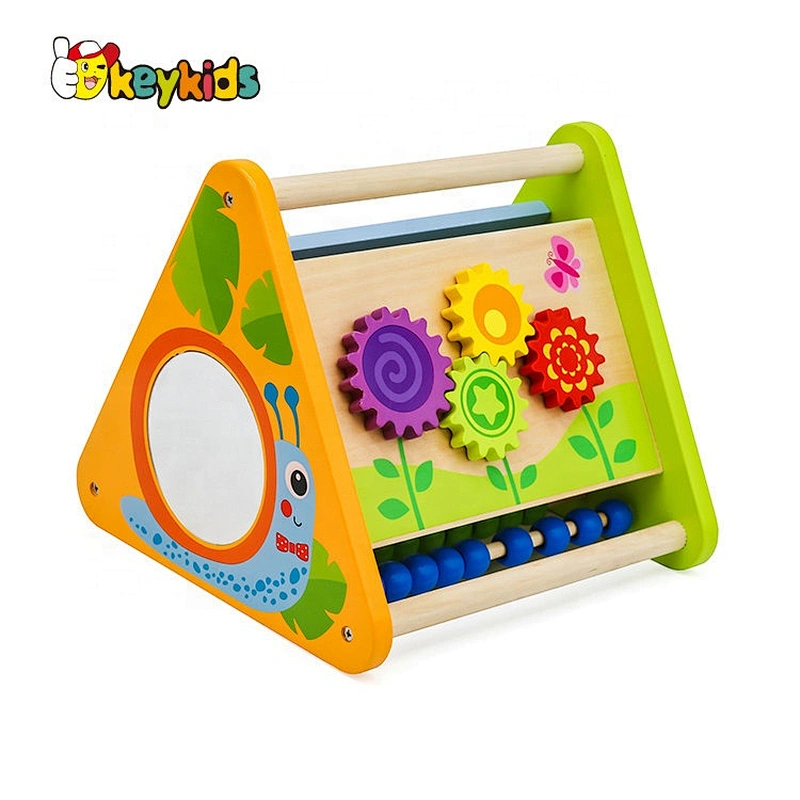 School Learning Toys Wooden Triangle Activity Cube For Kids W12D176